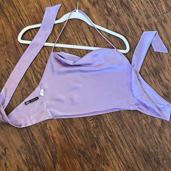 LIKE NEW Zara Satin Lavender Top Size XS - Picture 3 of 5